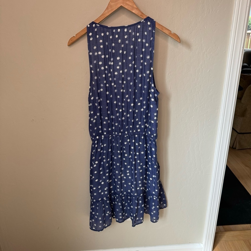 NWT BELLA DAHL Polka Dot Print Shirred Halter Dress In Navy Size Small - Picture 13 of 16